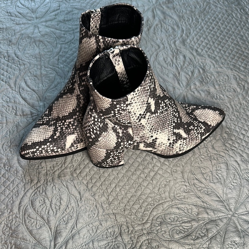 Madden Girl Black and White Snakeskin Ankle Boots